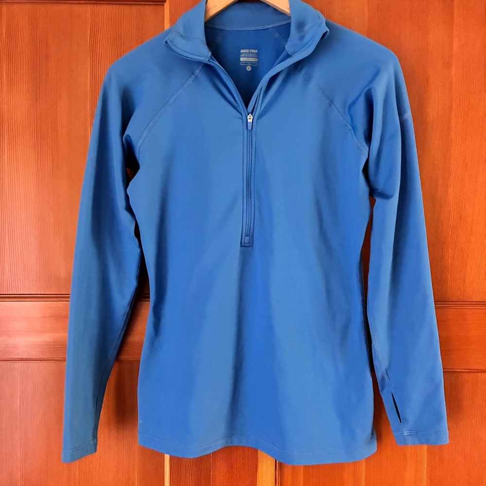 Nike Pro Hyperwarm Half-Zip Dri-Fit Pullover Women’s Size Large Bright Blue